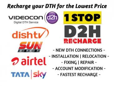 Recharge Dish TV Videocon  Sun Direct Airtel Tatasky
