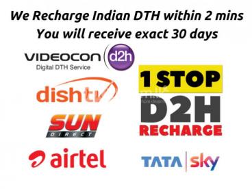 Recharge Dish TV Videocon D2h Sun Direct Airtel Tatasky