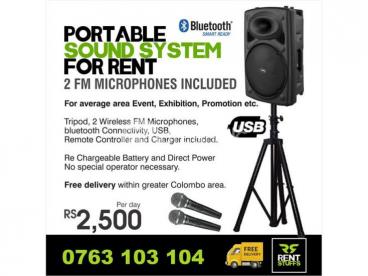 Portable Sound System with 2 FM Microphones for Rent in Colombo, Sri Lanka