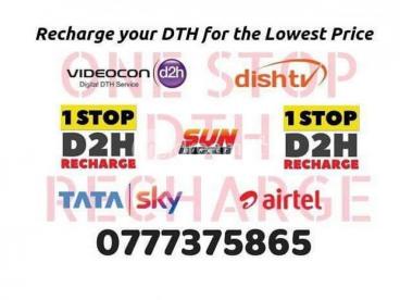 Recharge Dish TV Videcon d2h Sundirect Airtel DTH Tatasky