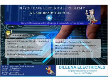 ELECTRICAL, DATA  &  CCTV Installations