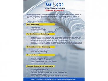 For All Your Taxation / Accounting & Auditing Related Work"